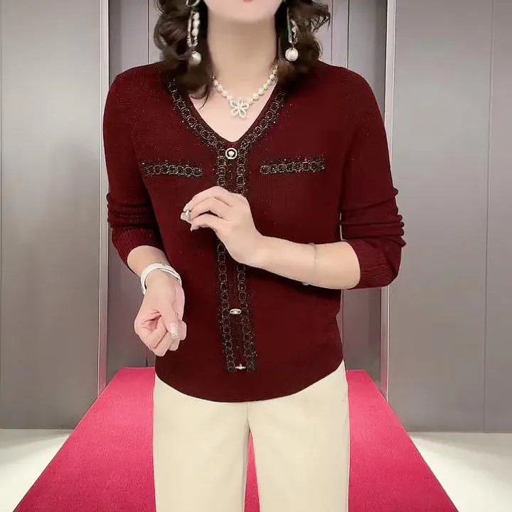 高级感金丝细闪高定针织衫女秋季新款韩版宽松显瘦减龄气质上衣