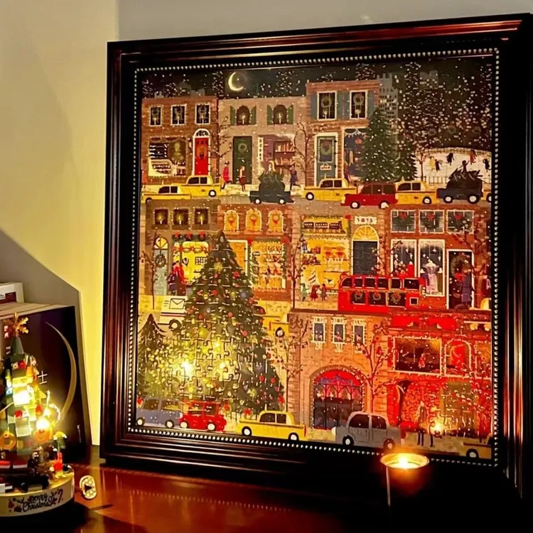 Galison冬灯拼图圣诞节日之夜益智拼图拼版金箔礼盒DIY圣诞节礼物