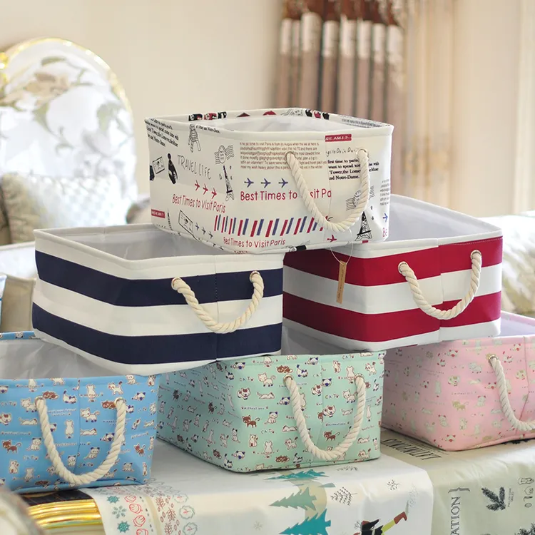 布艺收纳筐ins多功能折叠收纳盒家用桌面零食杂物筐化妆品收纳篮