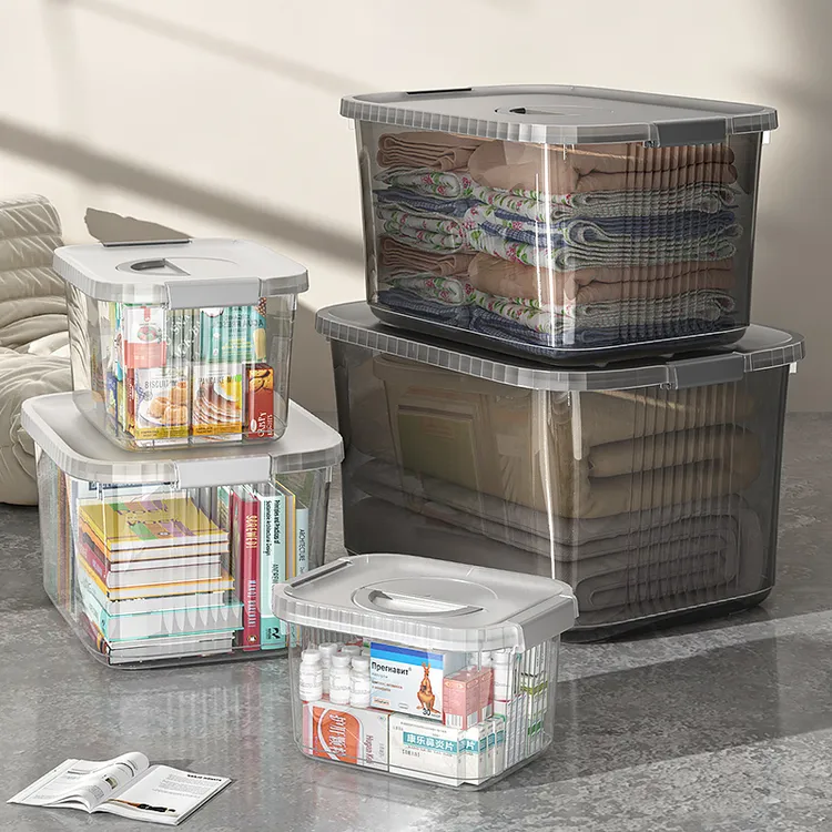 大容量儿童积木万能食物收纳盒衣柜透明整理盒透明整理收纳箱