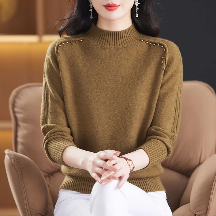 半高领毛衣女2025新款爆款百搭时尚洋气宽松秋冬加厚针织打底衫