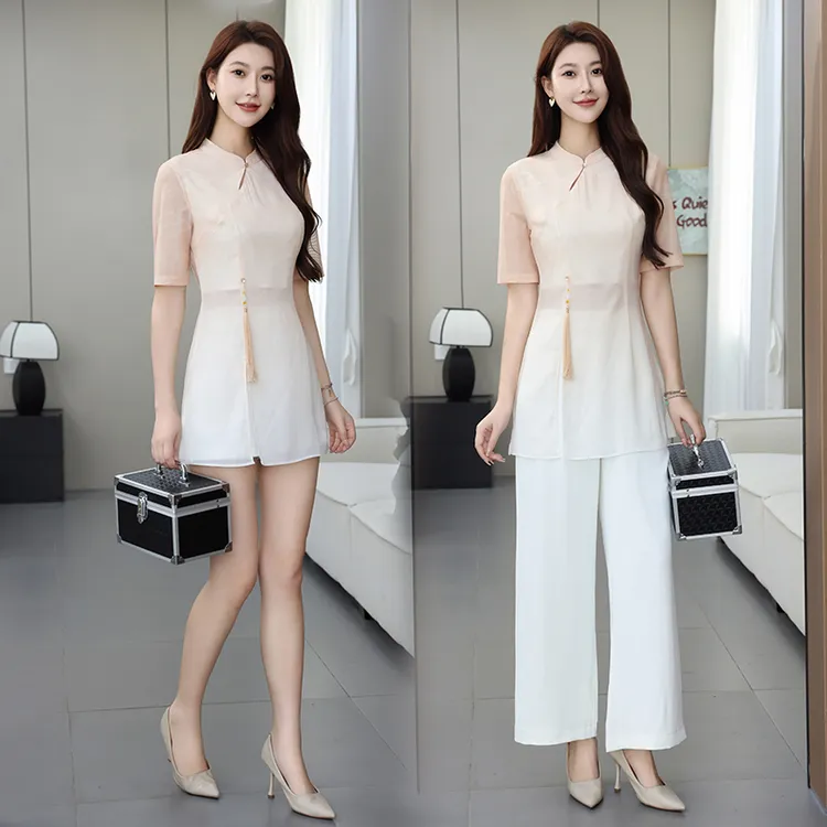 高端美容院养生采耳师工作服女足浴店足疗技师桑拿沐足工衣套装秋