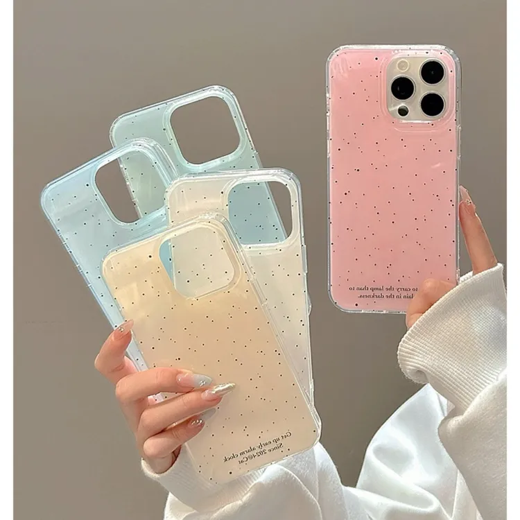小众简约泼墨糖果纯色适用苹果15promax手机壳iphone13新款14全包