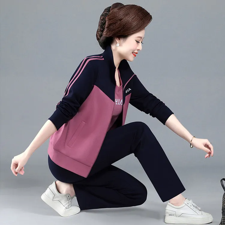 春季新款休闲运动套装女长袖中老年洋气妈妈显瘦百搭运动服两件套