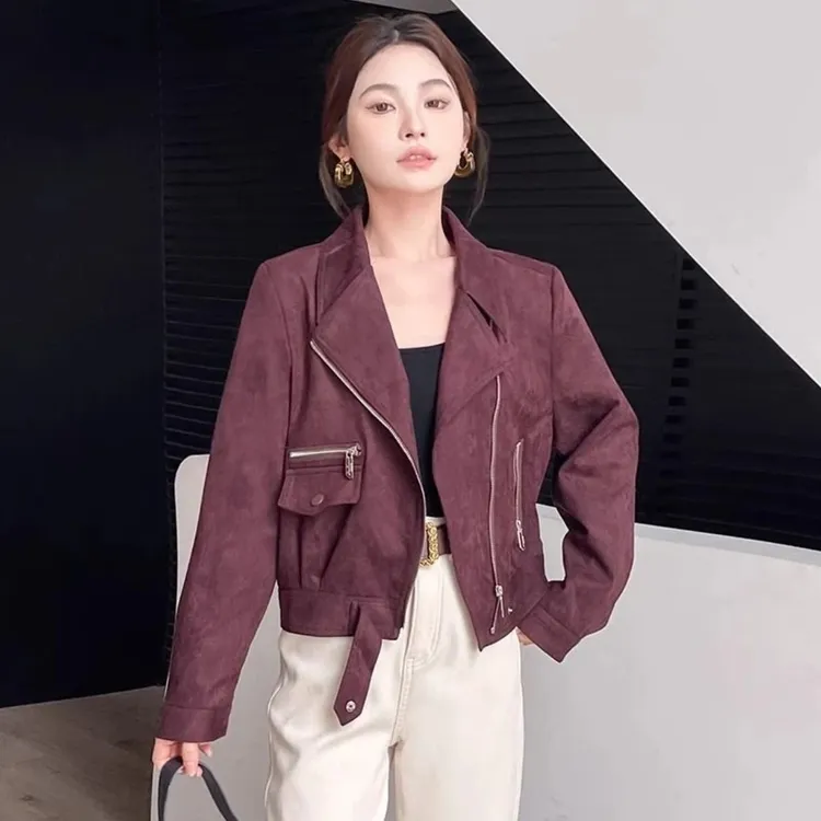 小个子夹克新款鹿皮绒休闲秋季女2024时髦百搭洋气韩版上衣短外套