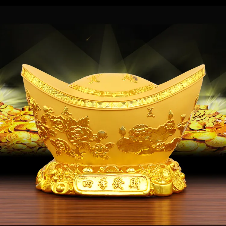 金元宝聚宝盆新年新房玄关酒柜店铺前台家居客厅装饰品摆件工艺品