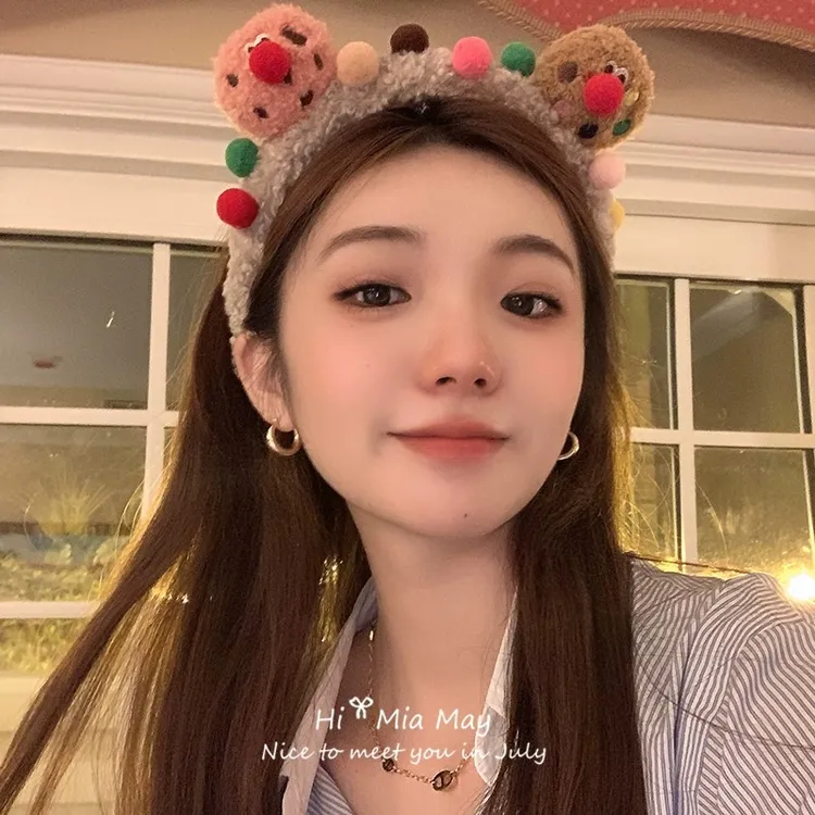 简约新款秋冬毛绒发箍卡通可爱小丑洗脸发卡敷面膜化妆头箍头饰