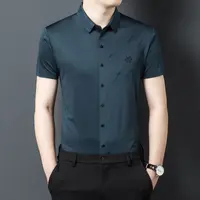 2331【冰丝无痕免熨烫高弹】夏季商务休闲清爽透气男士短袖衬衣