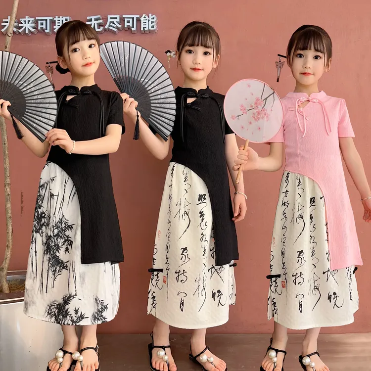 【亲子装】男女童妈妈母女装夏季国潮风旗袍修身套裙套连衣裙新中式