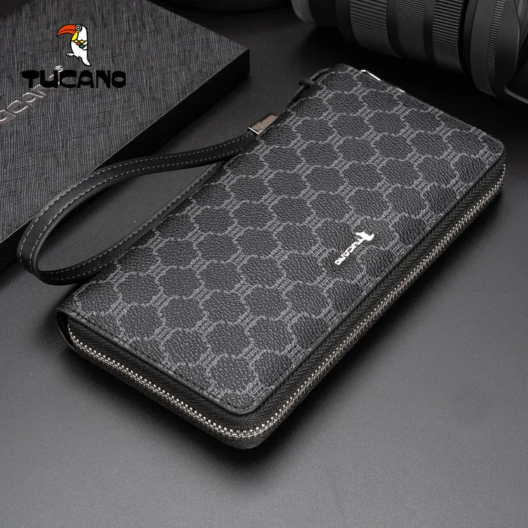 正品啄木鸟男士钱包男长版男士拉链皮夹韩版钱夹手包手拿包手机包