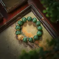 朝玉阶·传世级和田玉电闪冰黑猫18K金手串AS0730约15.9mm