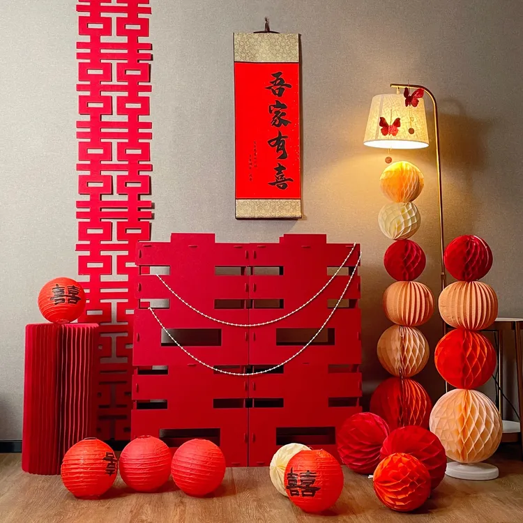 【超火立体喜】无纺布超大喜字落地摆件双喜婚房布置婚庆用品超厚