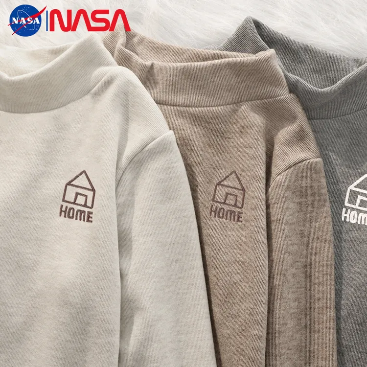 秋冬儿童绵羊绒洋气半高领长袖t恤上衣休闲中小童刺绣内搭打底衫