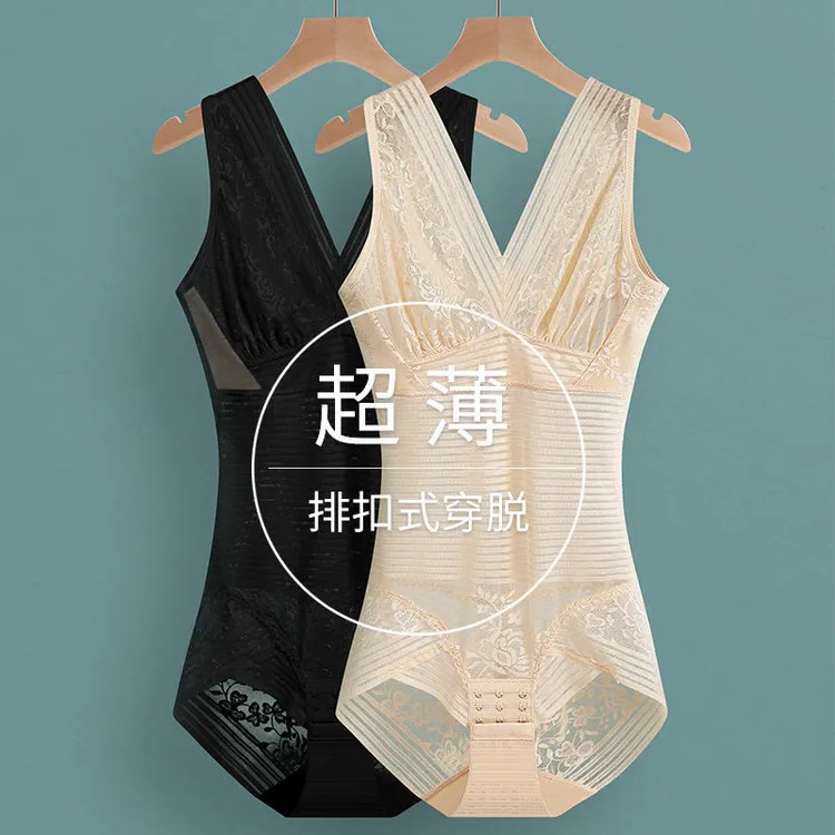 夏季蕾丝超薄塑身收腹连体衣束腰提臀塑形紧身美体衣