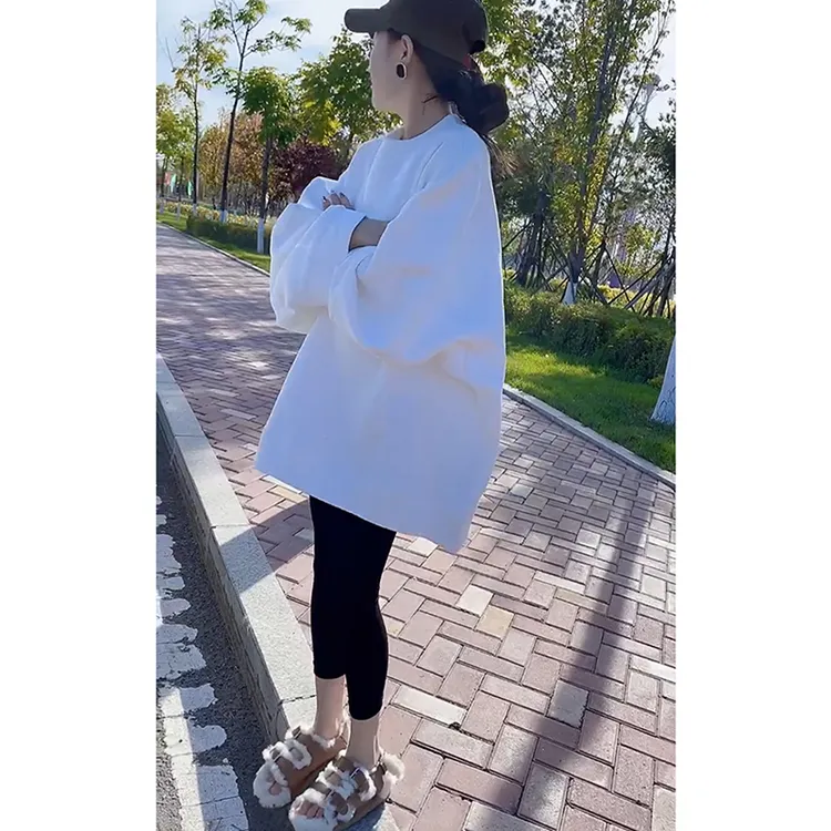 韩版宽松遮肉显瘦纯色休闲卫衣欧洲站2025春季新款时尚百搭上衣女