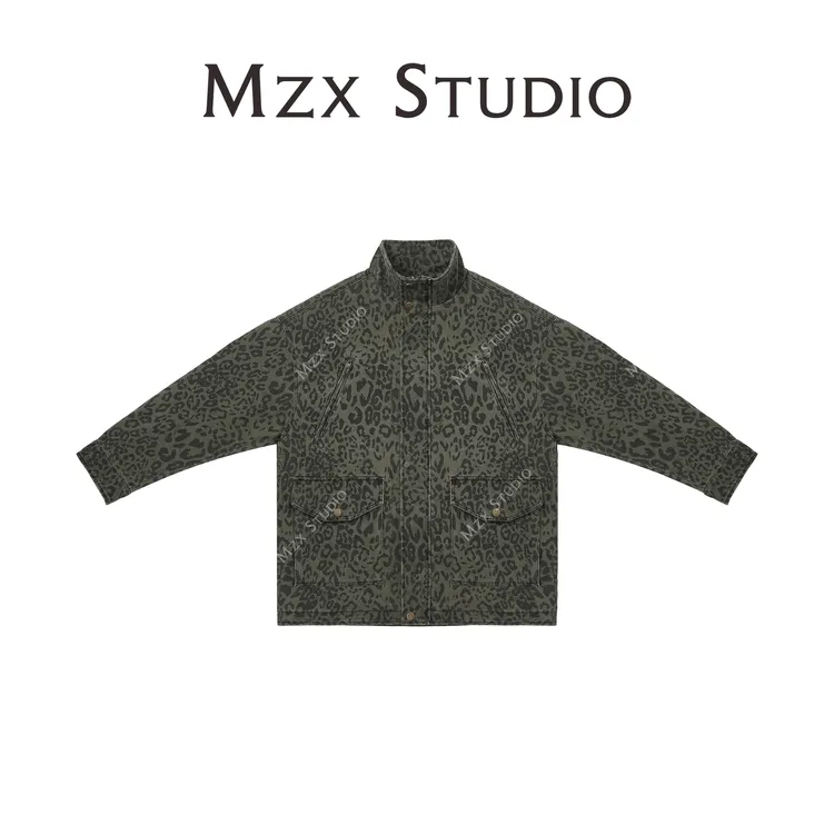 MZX 全棉洗水豹纹简约工装外套WT6483-D