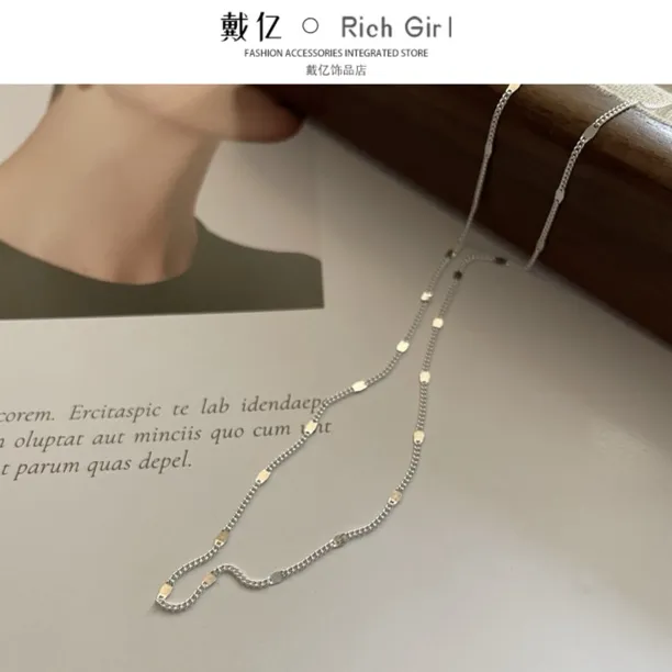 坠链均925银 链子925银 银河闪片波光凌凌 项链裸链45+5cm加长链