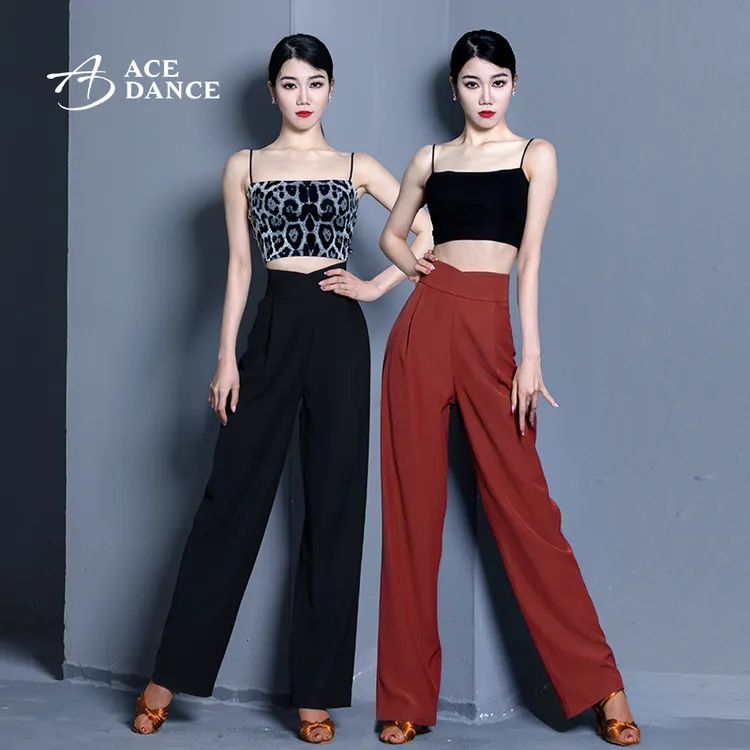 ACEdance拉丁舞摩登舞裤女腰间交叉直筒设计款广场舞练功裤DA272