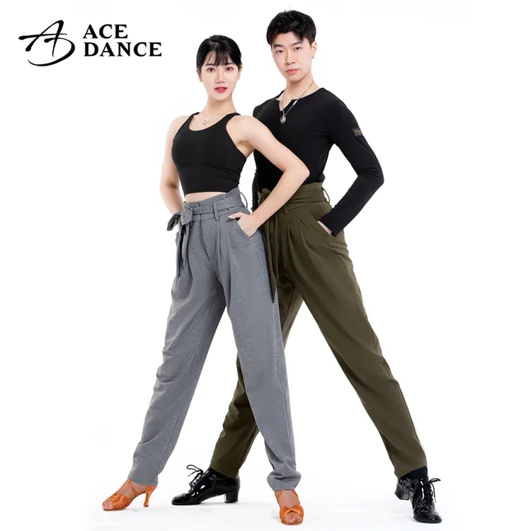 ACE dance拉丁舞裤成人男女小脚高腰系带练功裤牛仔恰恰DA181