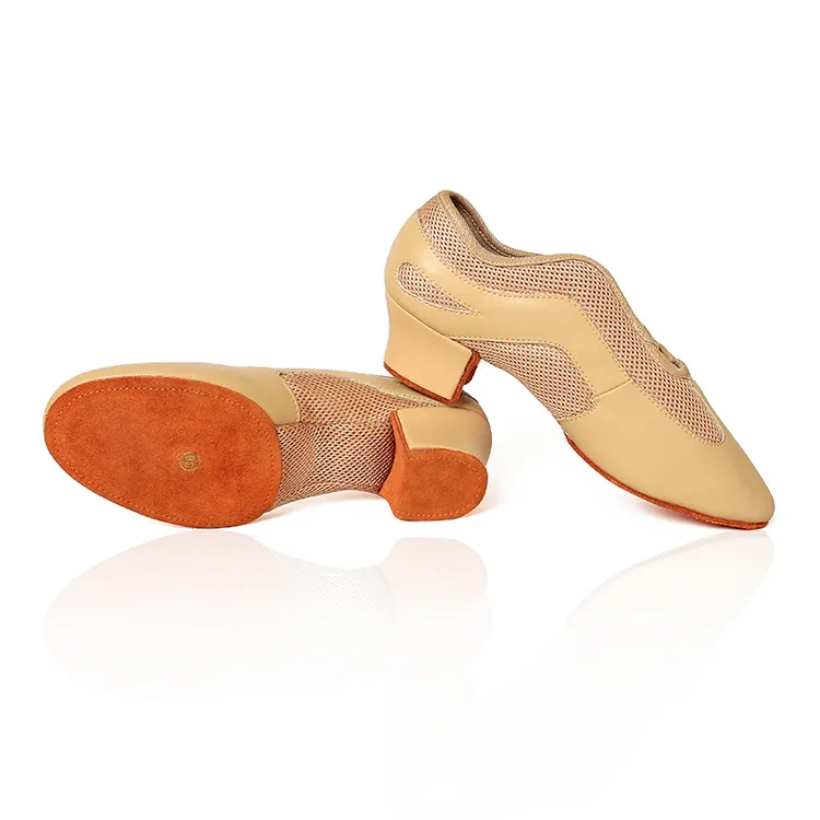 ACEdance瑰意拉丁舞鞋教师鞋成人女男网面拼接软底广场舞鞋FB208