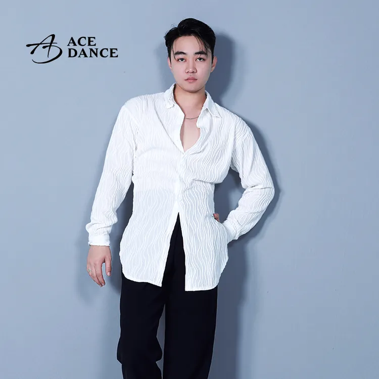 ACEdance拉丁舞专业男成人衬衫肌理纹透气设计款上衣练功服SY289