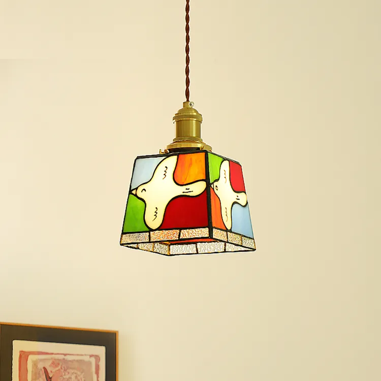 日式色彩和平鸽床头玻璃吊灯复古创意小吊灯玄关餐厅装饰吊灯卧室