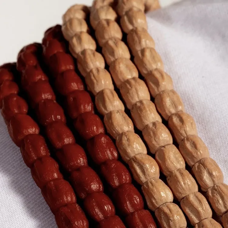 西藏热振百香籽高桩108颗大长腿直切顺纹高油柏香籽文玩菩提手串