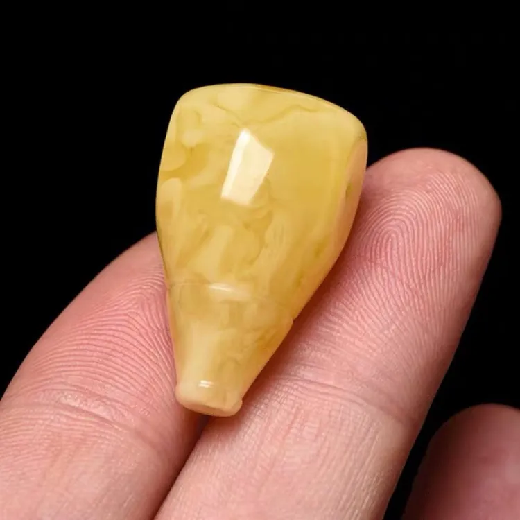 天然原矿蜜蜡三通手工打磨佛头手串星月柏香籽菩提文玩串珠配饰