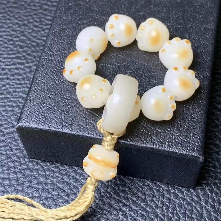 碳烤白玉菩提根正品猫爪馒头手捻手串女旺仔小馒头白玉菩提子手捻