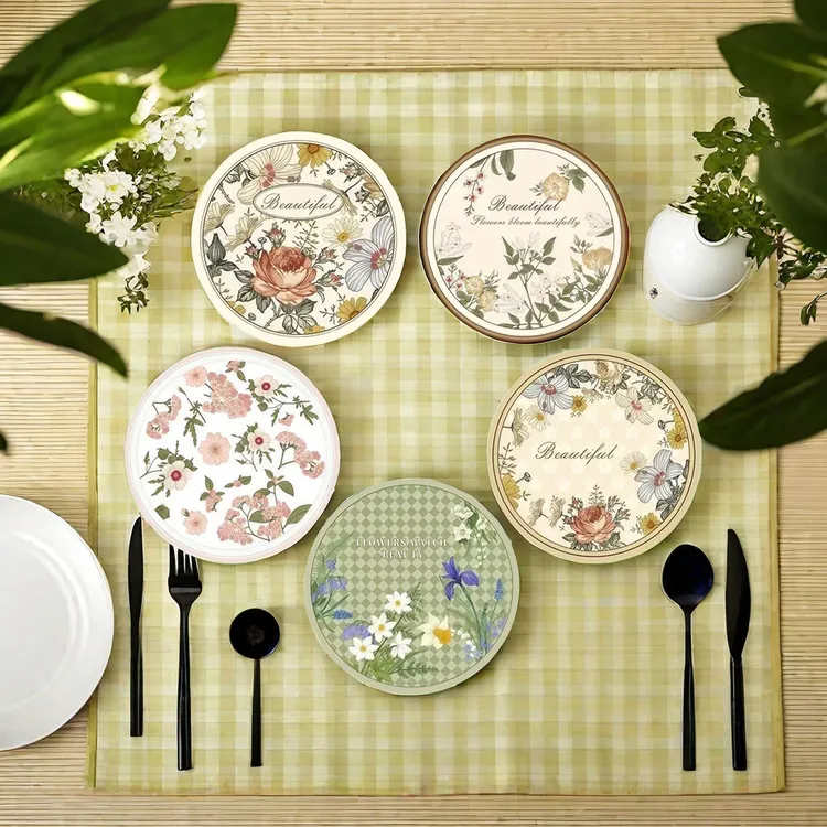 五张复古吸水硅藻泥餐垫防烫隔热垫高级感碗盘垫咖啡垫茶垫