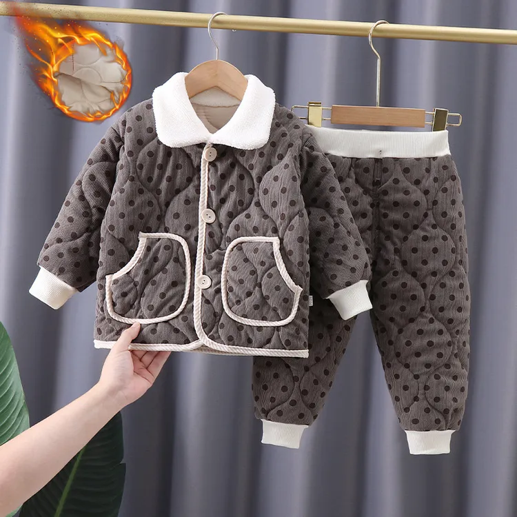 男女宝宝童孩子冬季加厚棉服冬款保暖棉衣小童棉裤韩版套装两件套