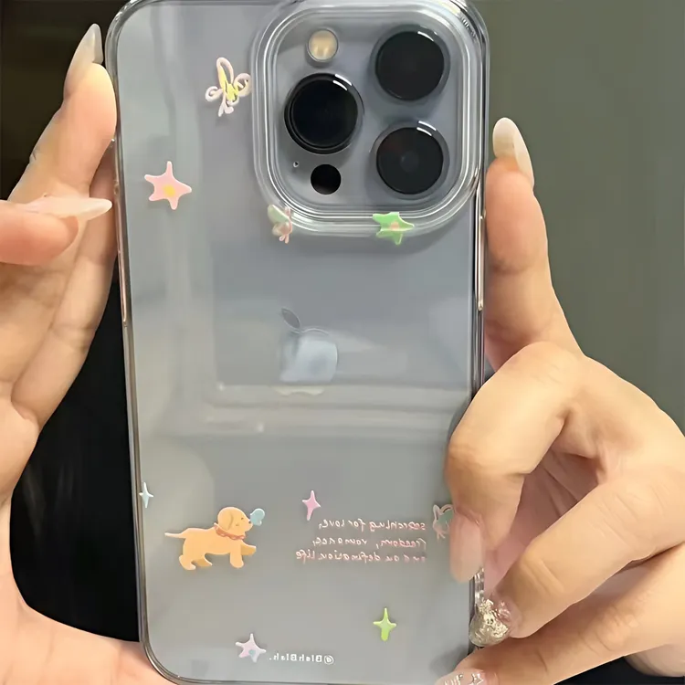 蝴蝶亲吻小狗苹果15PRO/14promax全包手机壳XS软壳iPhone12高级XR