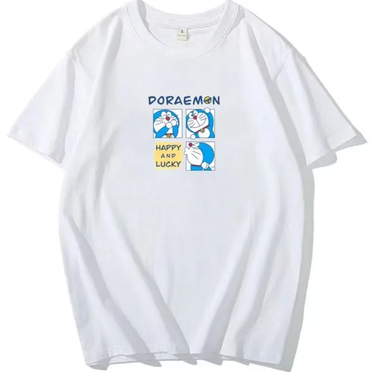 哆啦A梦印花T恤夏季宽松圆领