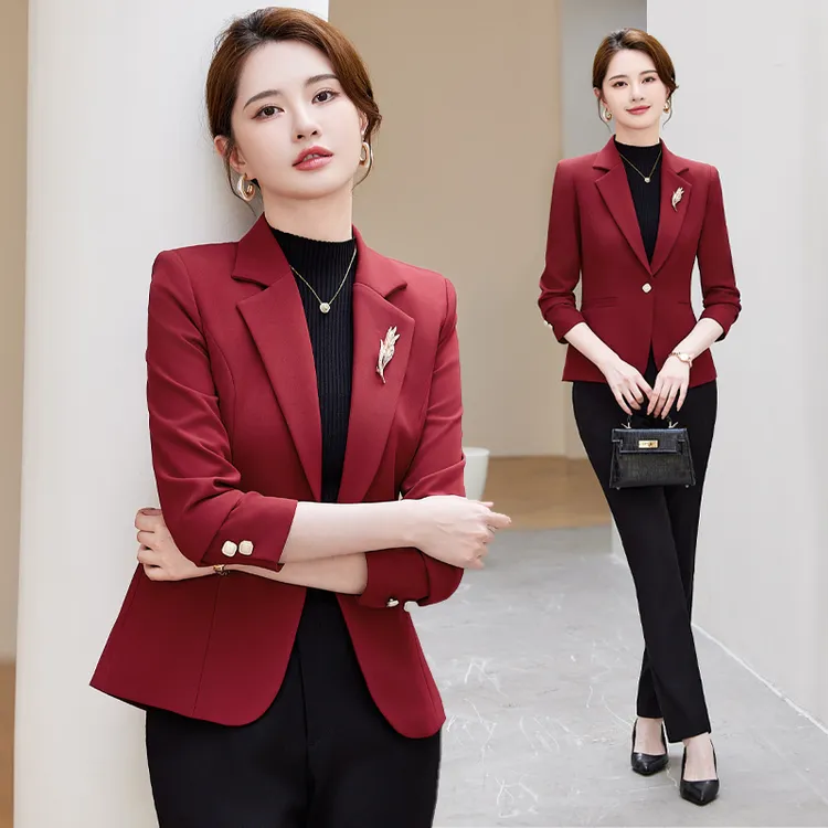 经典简约女士西装外套春秋新款长袖时尚高级感小个子韩版西服上衣