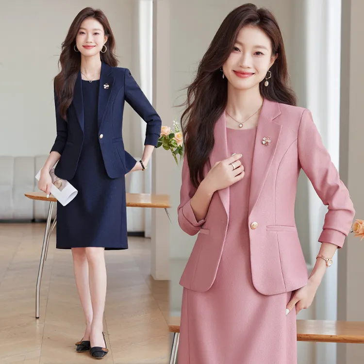 职业套装女套裙2025春秋气质小个子休闲通勤正装西装连衣裙两件套