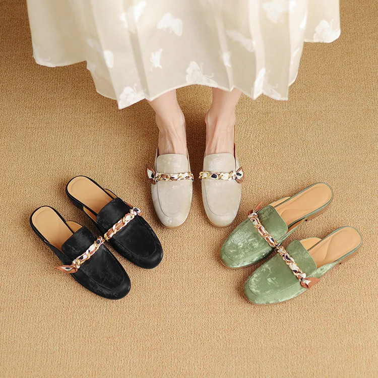 2.5CM/3.5CM，新中式夏季外穿穆勒鞋时尚粗跟包头女凉鞋软简约方跟