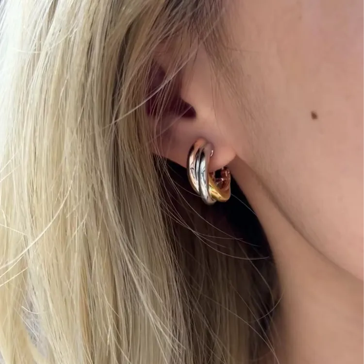 2025年卡三色耳环 925+彩银 轻奢小众冷淡风素款