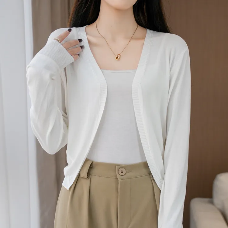 冰丝针织开衫女薄款短款披肩夏季配吊带裙子外搭罩衫坎肩上衣外套