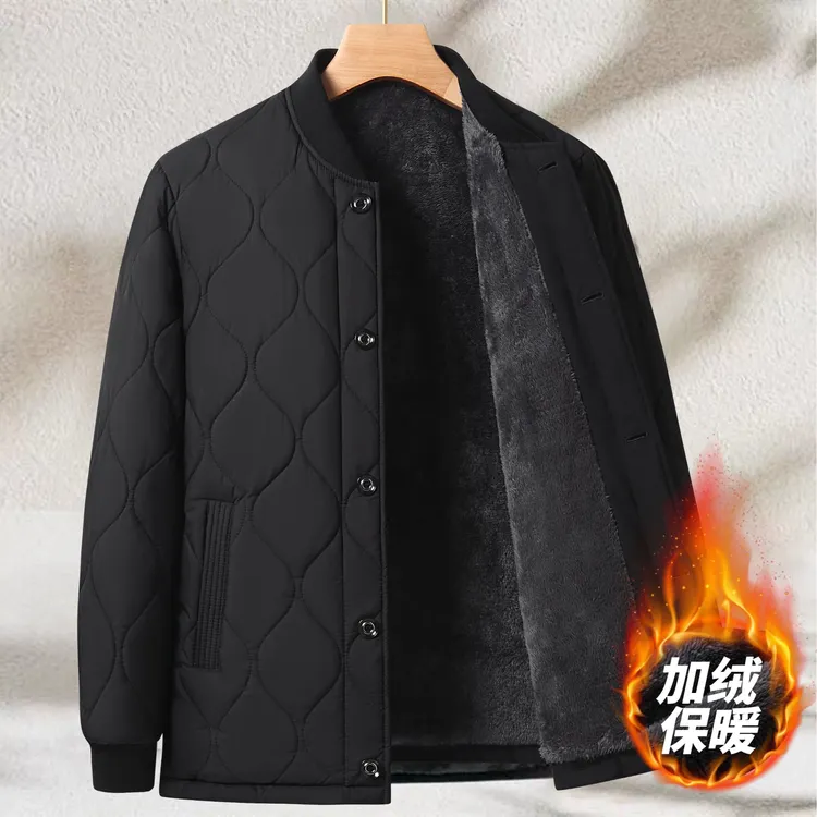 中老年加绒小棉袄爸爸装冬季新款棉衣老年人爷爷加绒加厚内穿棉服