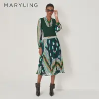 MARYLING玛俪琳秋季新品时尚优雅假两件式针梭印花上衣A1DGW26190