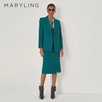 MARYLING玛俪琳秋季新品时尚优雅绿松石直身开衩半身裙A1DGW72190