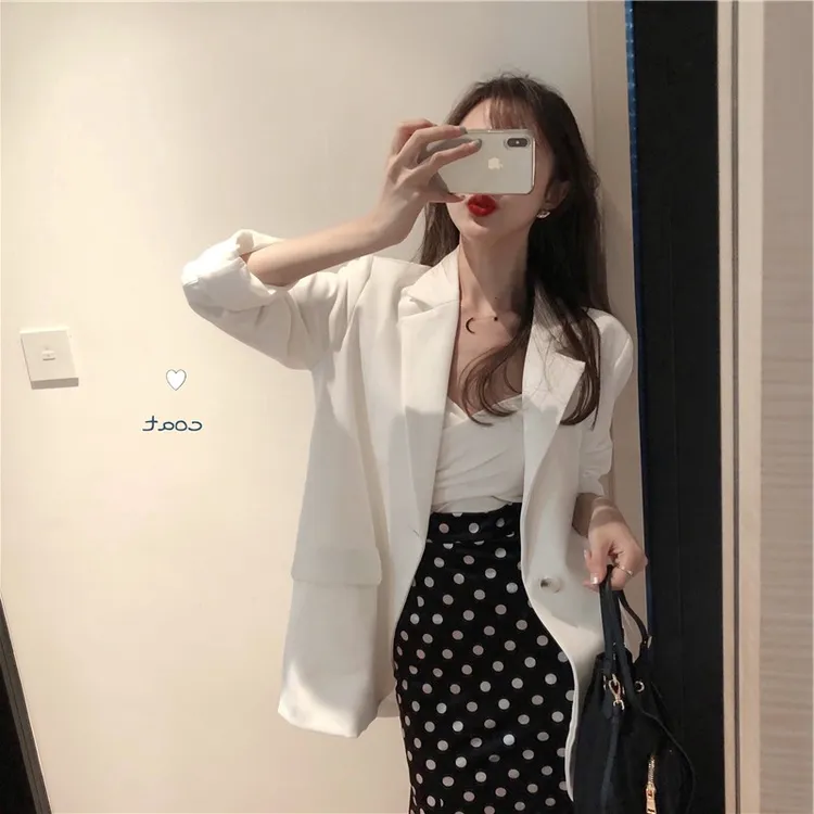春夏季新款轻薄白色韩版小西装外套女时尚百搭休闲西服上衣气质