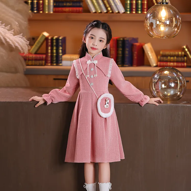 女童连衣裙秋冬装2025新款儿童公主裙小女孩洋气韩版加绒春秋裙子