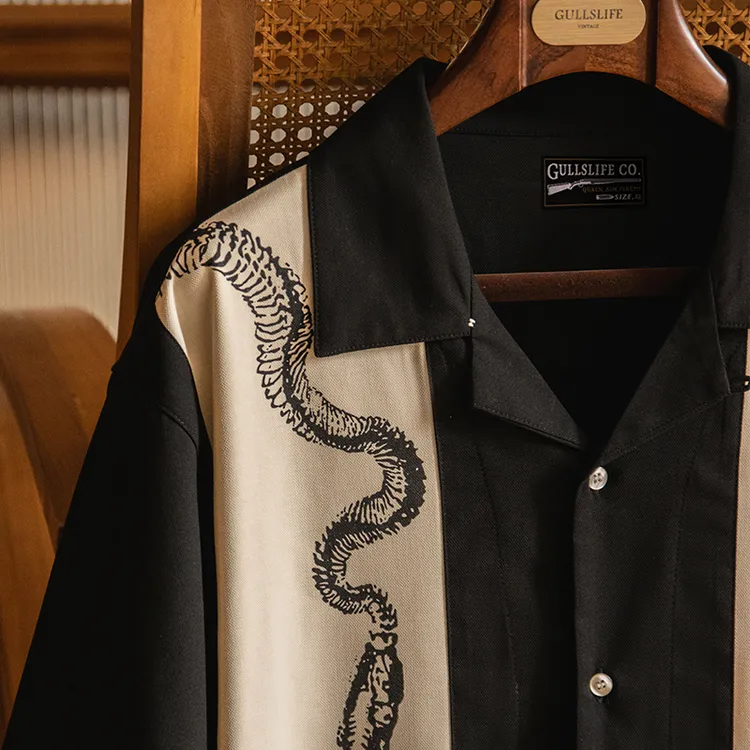 GULLS 24SS「蛇年限定」古巴领保龄球衬衫 古叔的着 复古印花衬衣