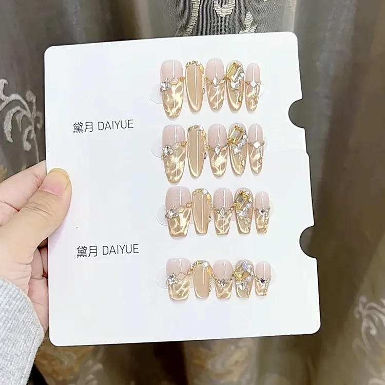 纯手工光疗穿戴甲浮光跃影成品重复使用美甲贴片可拆