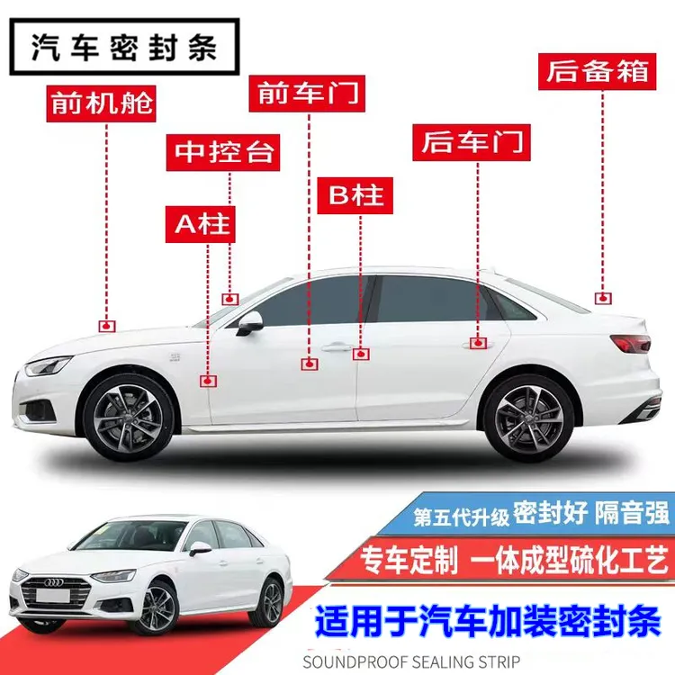 适用于奥迪A3A4LA6LA8汽车防水隔音车门密封条防尘改装降噪胶条