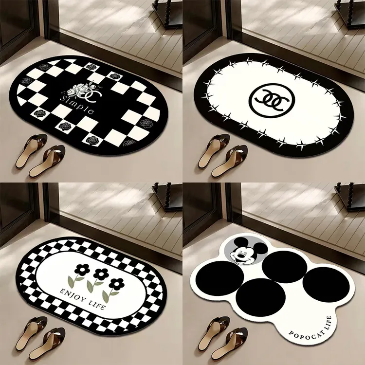 硅藻泥布艺浴室地垫厕所卫生间门口入户门厨房防滑垫速干吸水脚垫