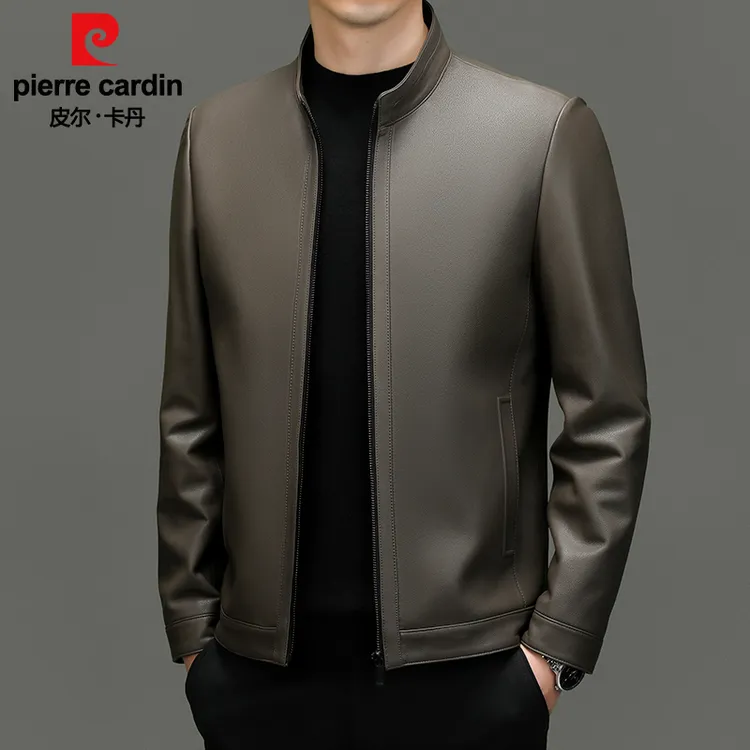 【现货特价秒杀】皮尔卡丹新款皮衣加绒男外套真皮绵羊皮短款皮夹克