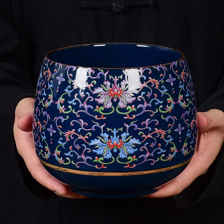 复古大号桌面水盂建水陶瓷茶洗水桶茶渣水缸功夫茶家用茶具配件