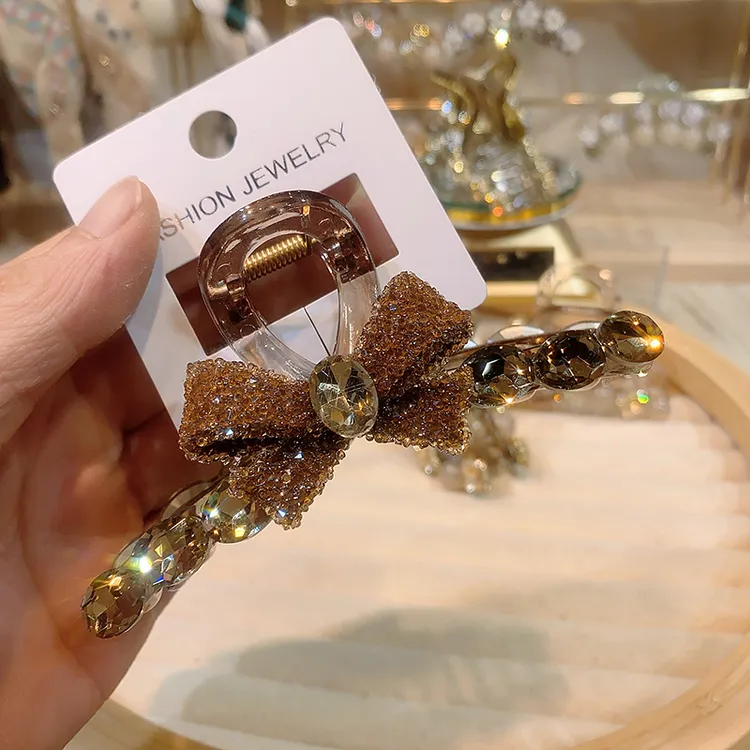 11厘米香槟色鲨鱼夹气质轻奢双面重工韩版抓夹